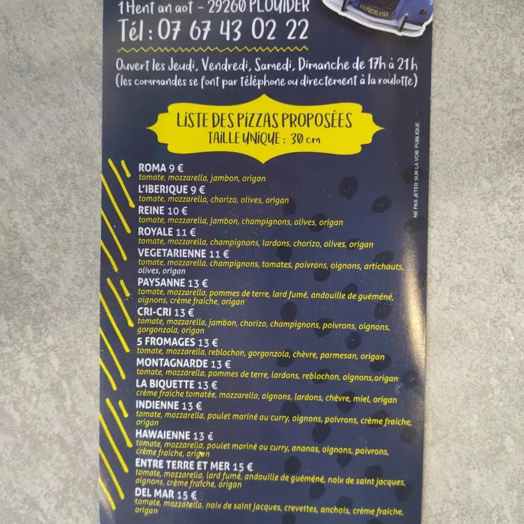 Menü_Les pizzas d'Isa_Plouider_Bild_1