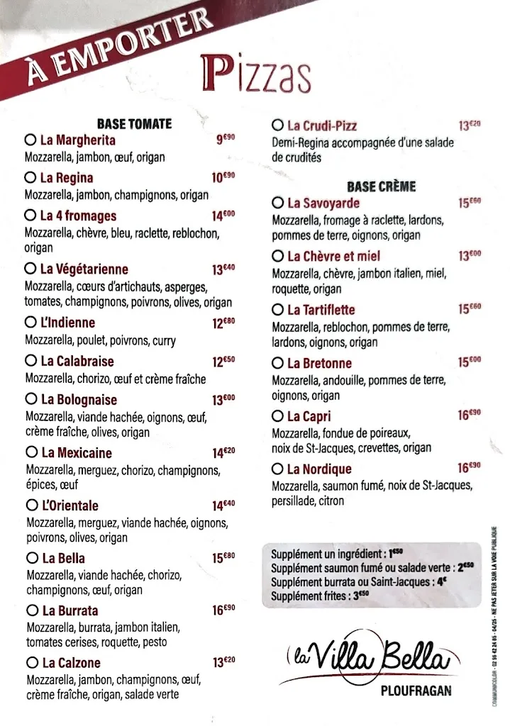 Menu_La Villa Bella_Ploufragan_image_2