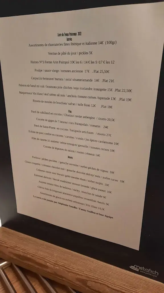 Menu_L ’Air Du Temps restaurant, cave à vin , patio urbain_Saint-Brieuc_image_4