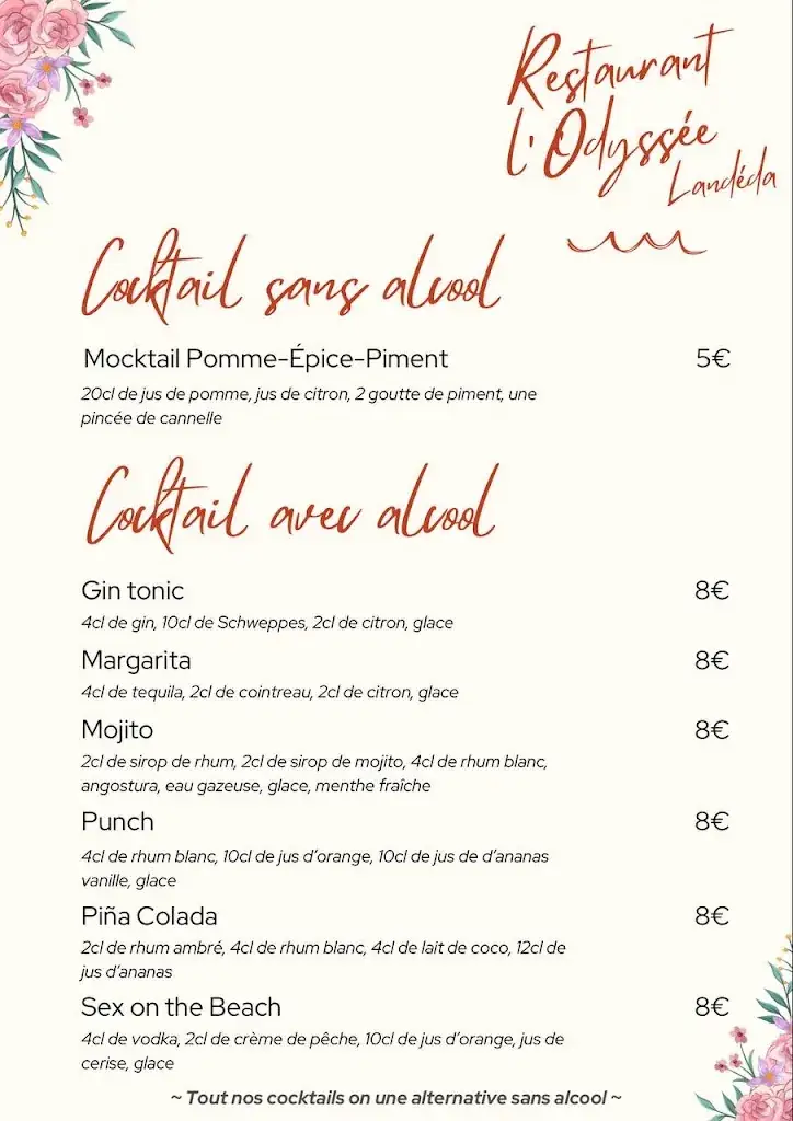 Menu_Restaurant bar l' odyssée_Landéda_image_1