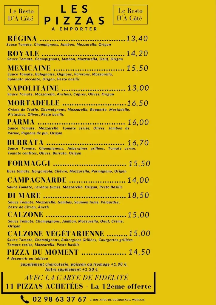 Menu_LE RESTO D'À CÔTÉ - PIZZERIA_Morlaix_image_2