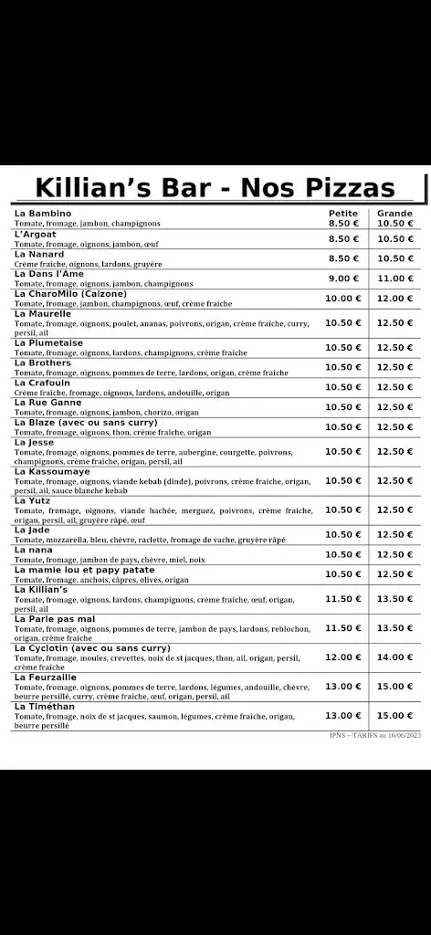 Menu_Killian's Bar - Restaurant_Plumieux_immagine_1