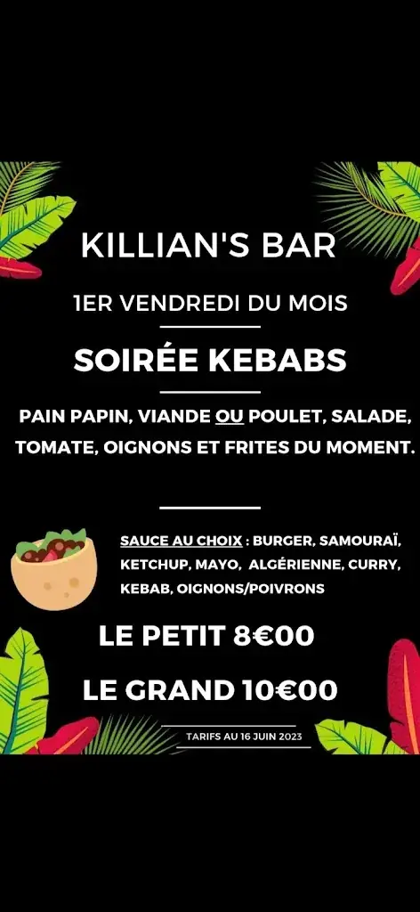 Menu_Killian's Bar - Restaurant_Plumieux_immagine_3