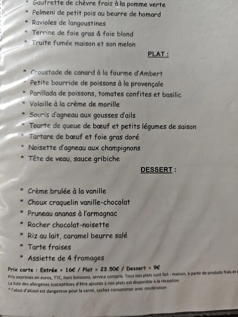 Menu_Restaurant Le Café De Paris_Brassac_image_1