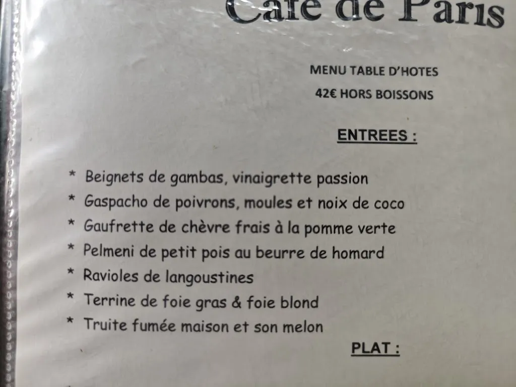 Menu_Restaurant Le Café De Paris_Brassac_image_3