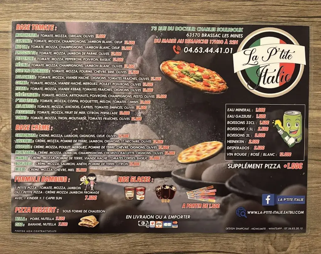 Menu_La P'tite Italie_Brassac-les-Mines_image_1