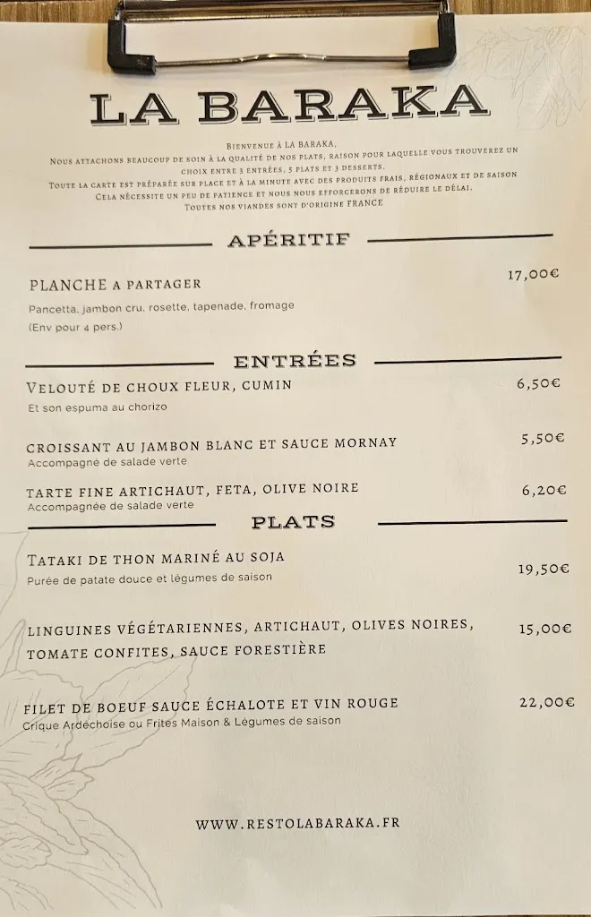 Menu_La Baraka - Restaurant de produits frais & locaux_Bourg-Saint-Andéol_image_3