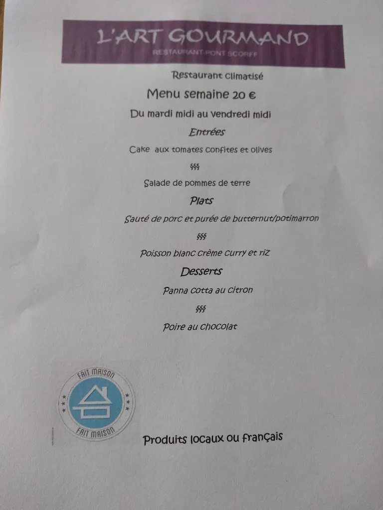 Menu_L'Art Gourmand_Pont-Scorff_image_1