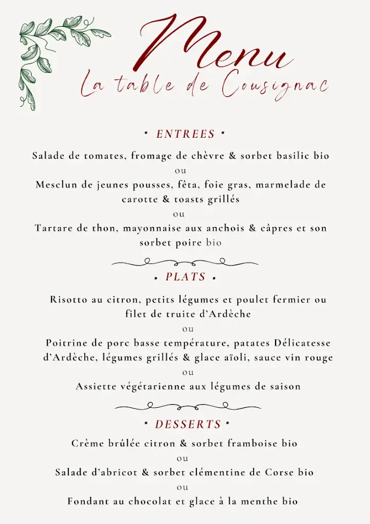 Menu_La Table de Cousignac_Bourg-Saint-Andéol_image_1