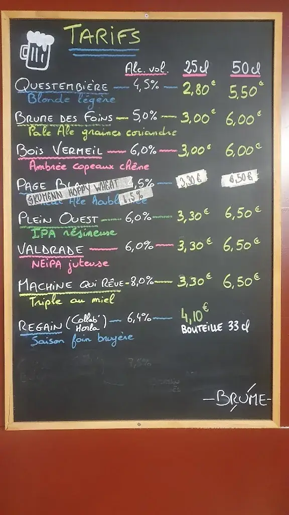 Menu_Horizon -/- Bar à bières bio, boutique, concerts (Brasserie Brume)_Questembert_imagen_1