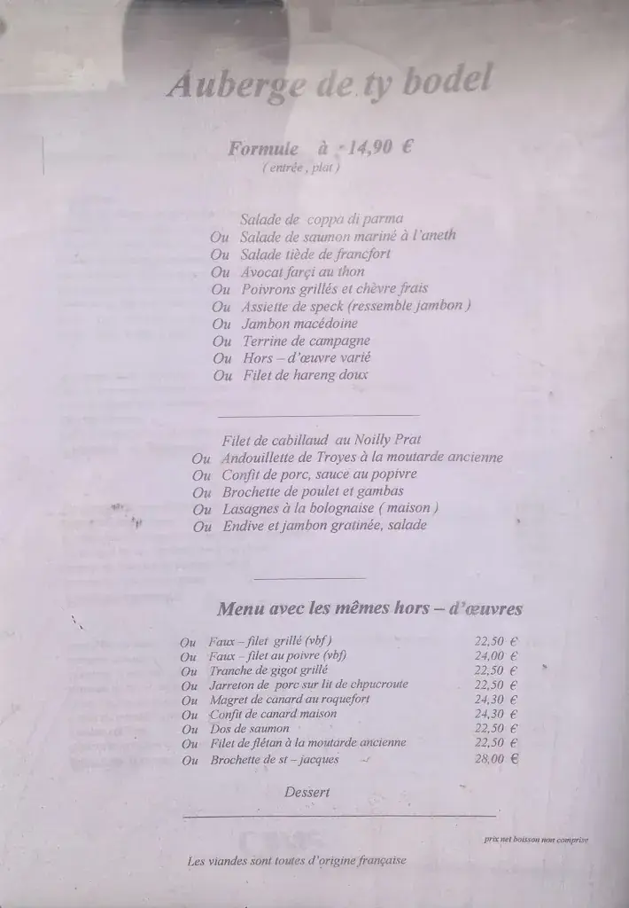 Menu_Restaurant Weil Ty Bodel_Mellac_image_1