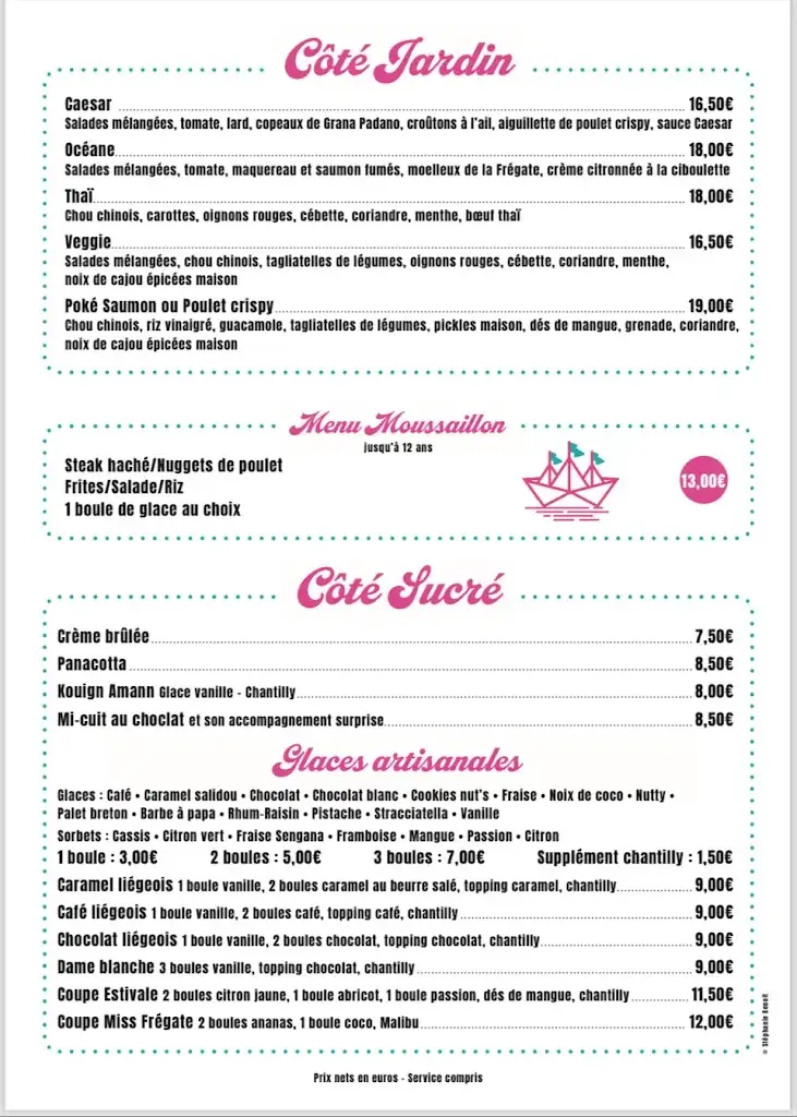 Menu_La FRÉGATE restaurant bar glacier_Douarnenez_image_2