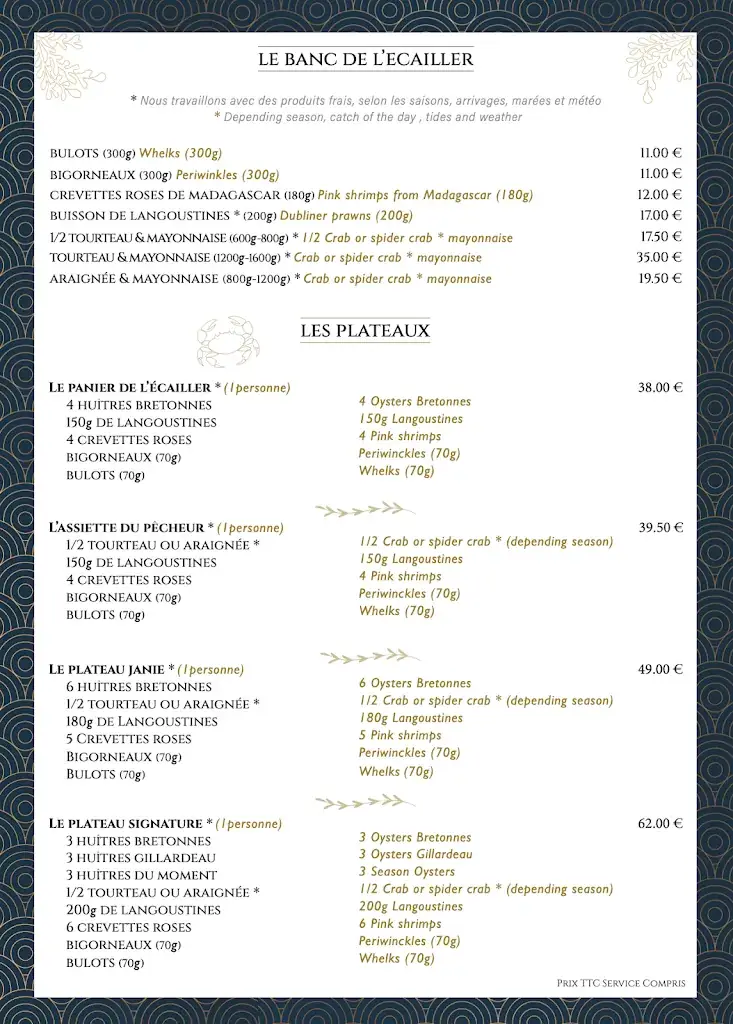 Menu_Restaurant Chez Janie_Roscoff_imagen_3