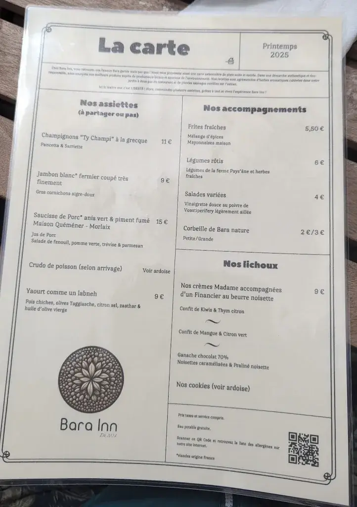 Menü_Bara inn_Roscoff_Bild_1