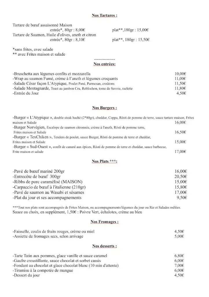 Menu_L'Atypique Restaurant_Saint-Siméon-de-Bressieux_image_1