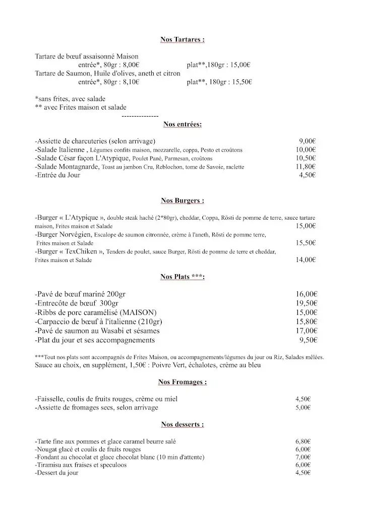 Menu_L'Atypique Restaurant_Saint-Siméon-de-Bressieux_image_2