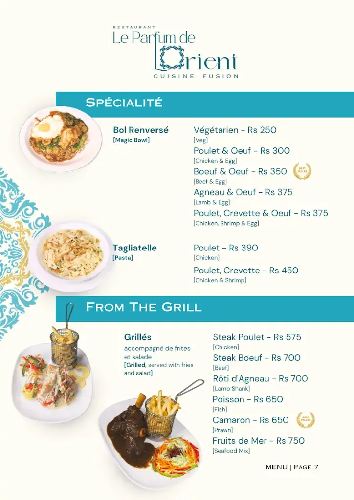 Menu_Le Parfum de L'orient Restaurant_Mauritius_image_1