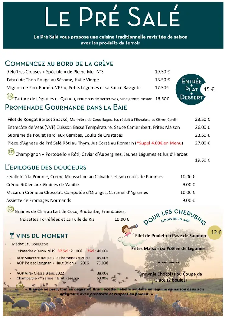 Menu_Restaurant Le Pré Salé_Mont-Saint-Michel_image_1