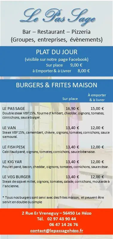 Menu_Restaurant pizzéria Le Pas Sage_Hézo_image_3