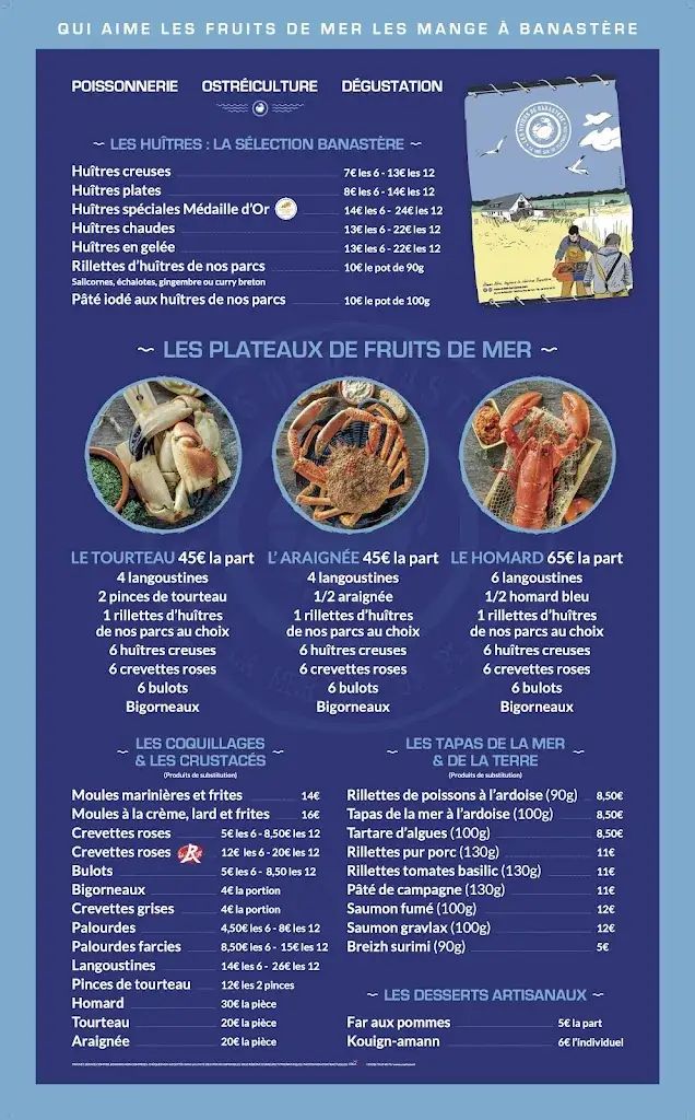 Menu_Les Viviers de Banastère - Vente & dégustation fruits de mer_Tour-du-Parc_image_1