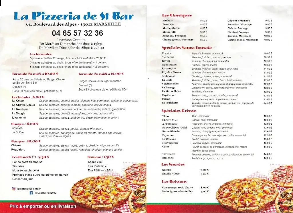 Menu_La Pizzeria de St Bar_Marseille_imagen_3