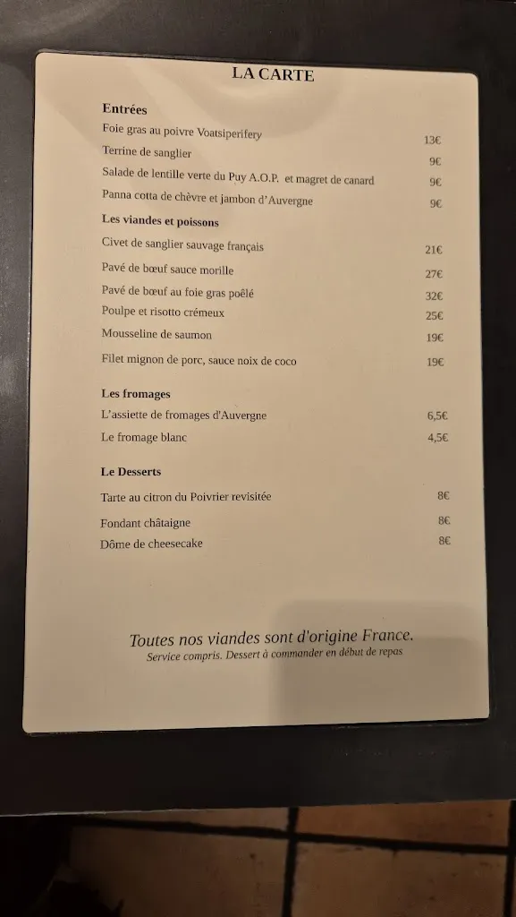 Menu_Restaurant Le Poivrier_Puy-en-Velay_image_1