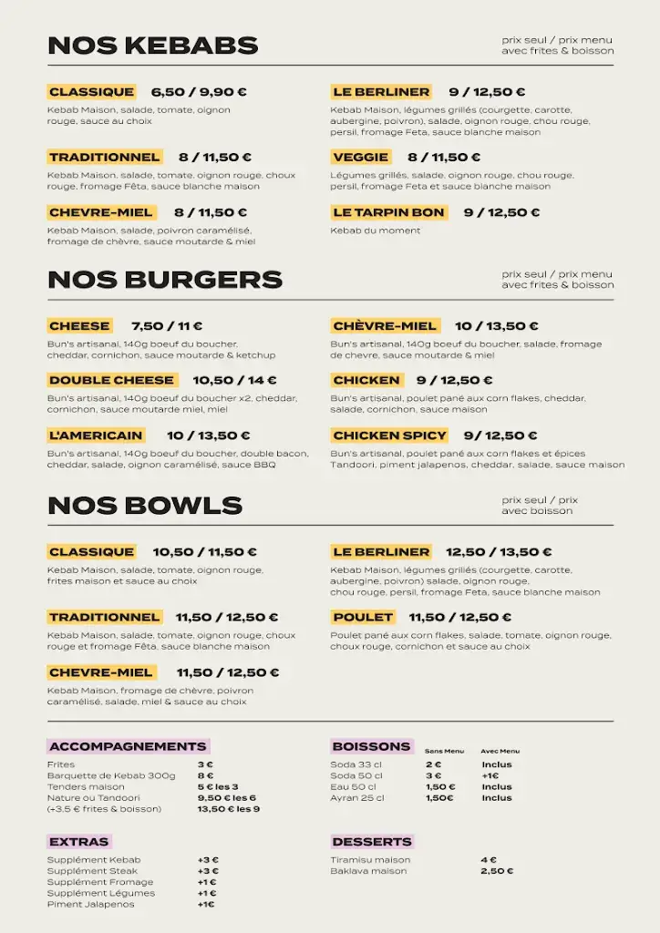 Menu_LE TARPIN BON - Berliner Kebab - St Barnabé_Marseille_image_1