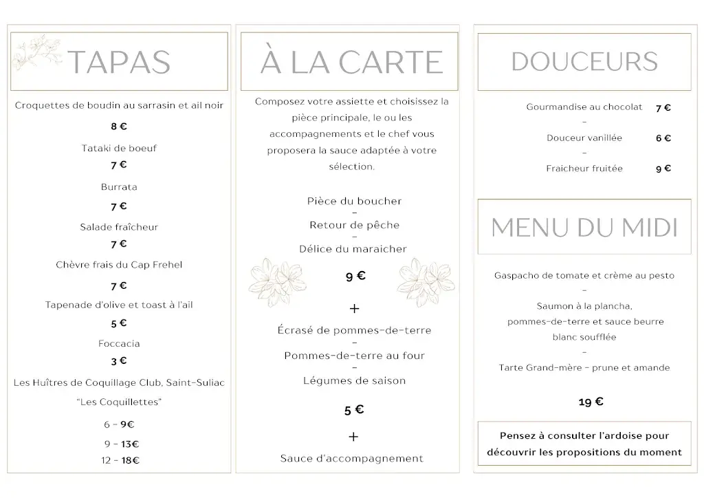 Menu_ANCA - Bistro gourmand de la Maison Daméa_Saint-Lunaire_image_1