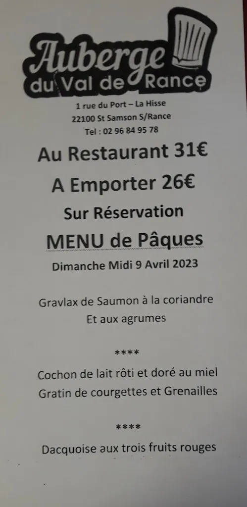 Menu_AUBERGE DU VAL DE RANCE _Saint-Samson-sur-Rance_image_4