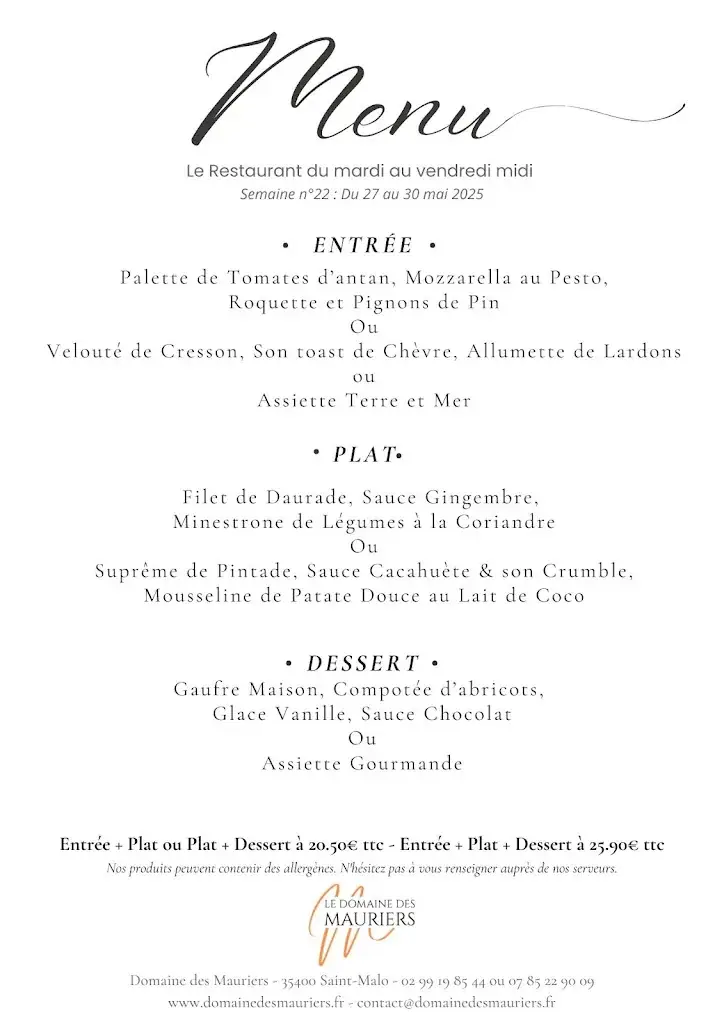 Menu_Domaine des Mauriers_Saint-Malo_image_1