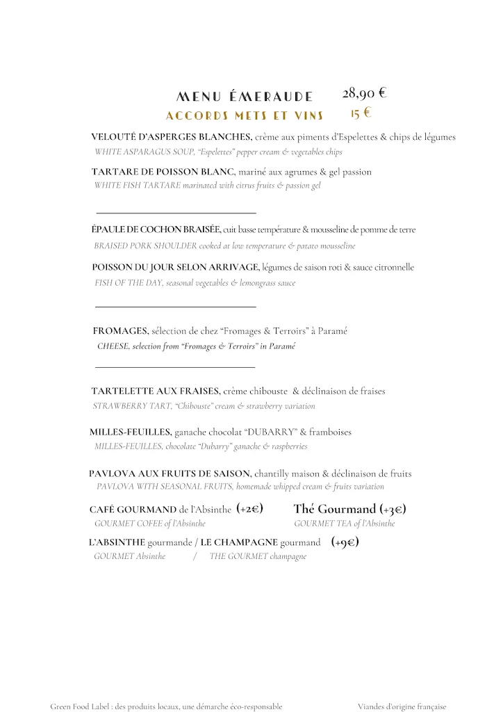 Menu_Restaurant L'Absinthe - Saint Malo_Saint-Malo_image_3