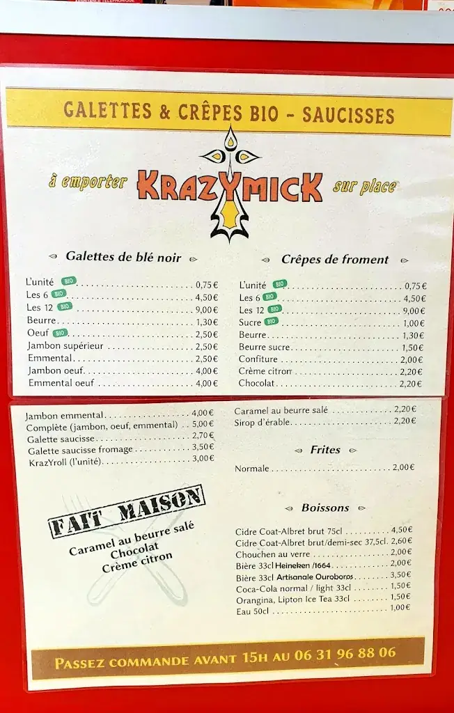 Menu_KRAZY MICK - Mickaël MARTIN_Saint-Sulpice-la-Forêt_image_1
