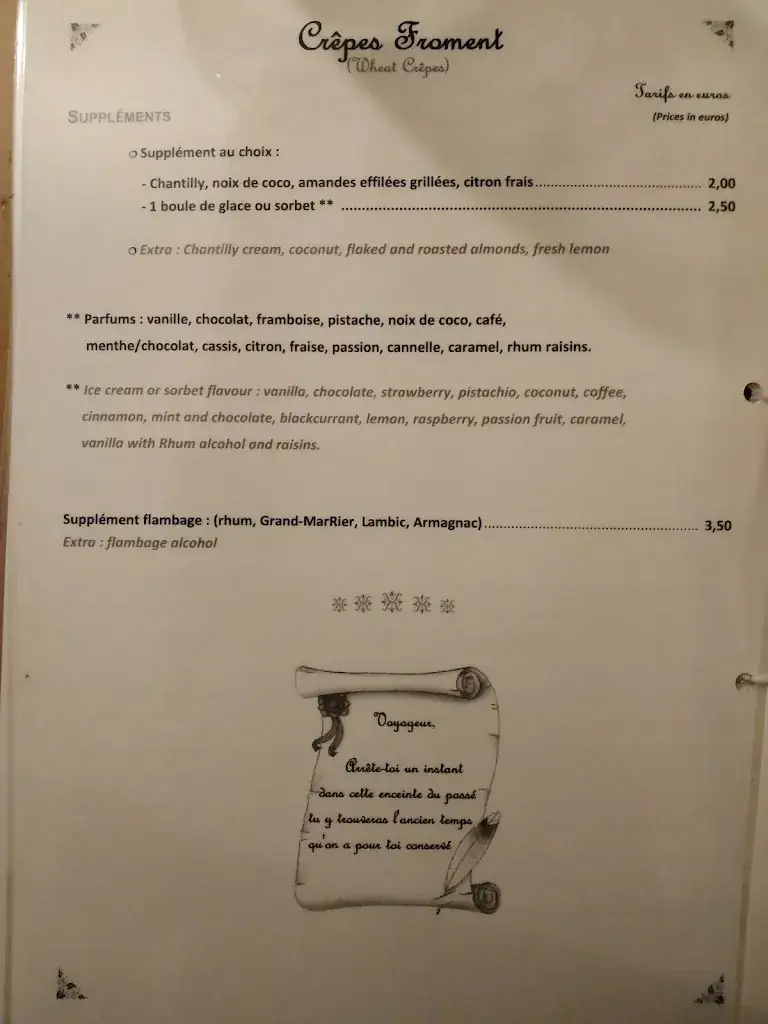 Menu_Chez Jeannette « la maison d’autrefois »_Saint-Renan_image_2