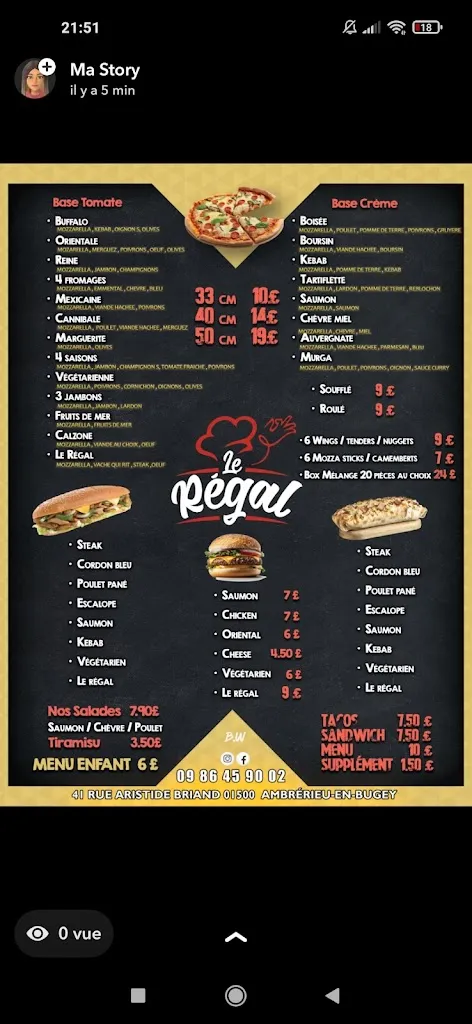 Menu_Le Régal_Ambérieu-en-Bugey_immagine_1