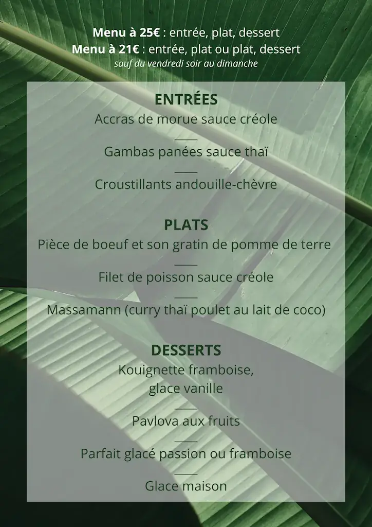 Menu_L'iguane Restaurant_Sainte-Hélène_image_1