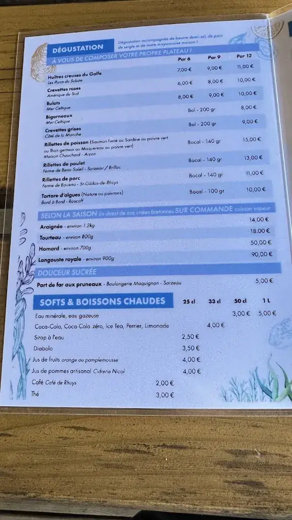 Menu_La Cabane à Milo Dégustation_Sarzeau_image_2