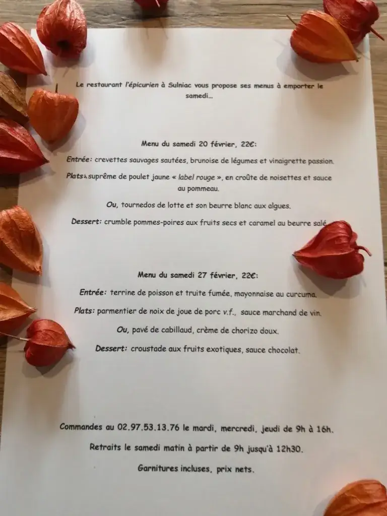 Menu_L' Épicurien_Sulniac_image_2
