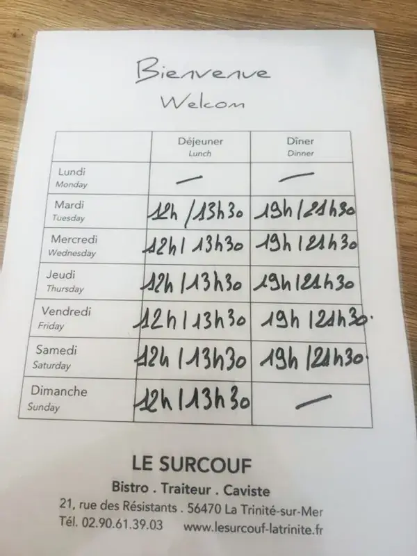 Menu_Le Surcouf - Restaurant La Trinité-sur-Mer_Trinité-sur-Mer_image_3