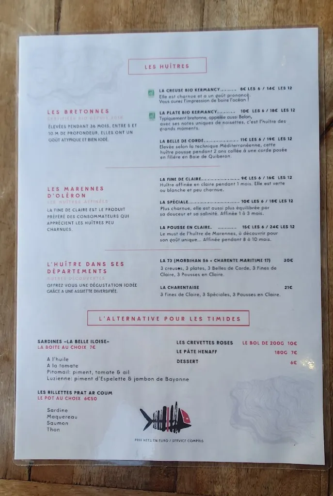 Menu_Bar à Huîtres de Kermancy _Trinité-sur-Mer_image_1