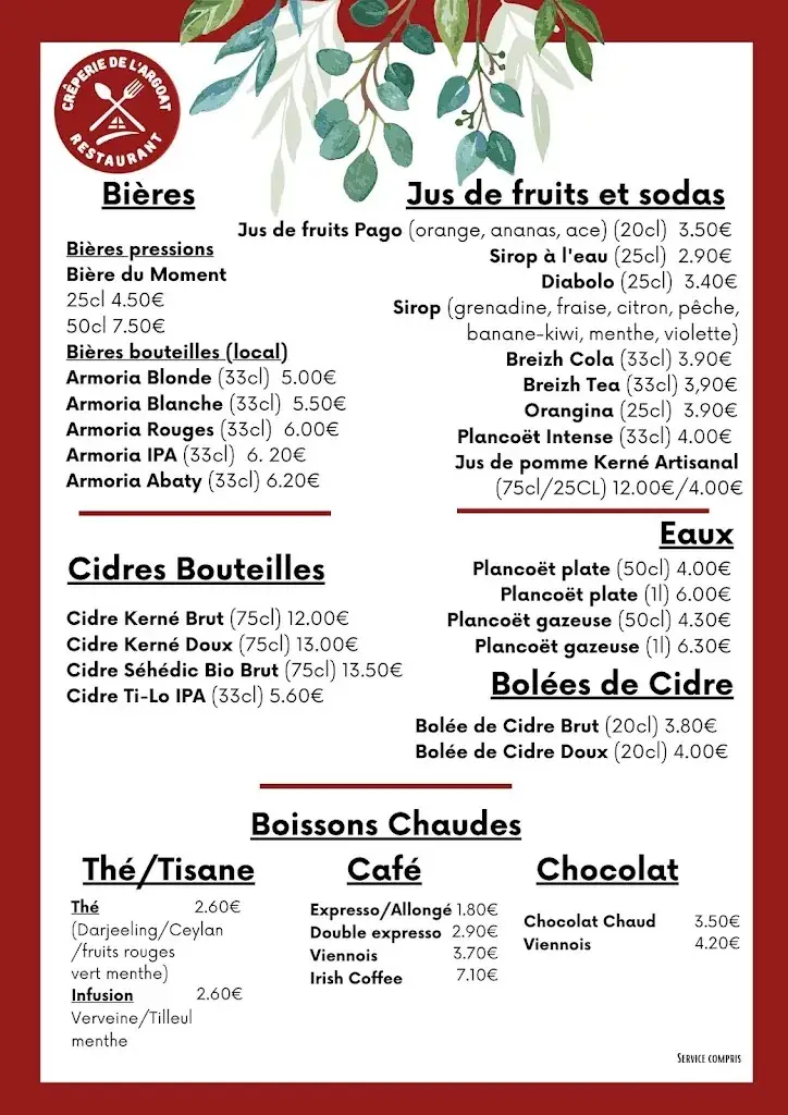 Menu_Creperie - Restaurant De L'argoat_Sizun_image_1