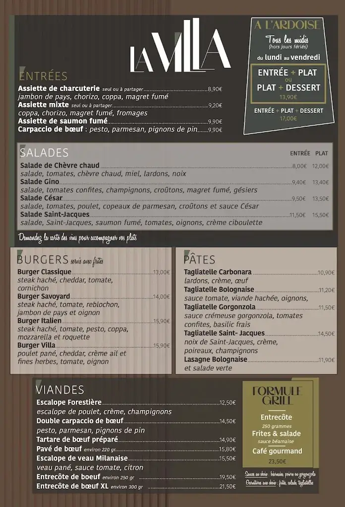 Menu_La Villa - restaurant pizzéria_Noyal-sur-Vilaine_image_3