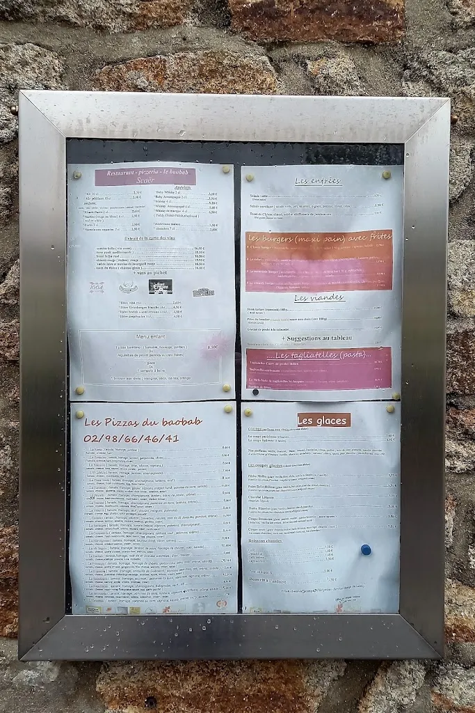 Menu_restaurant pizzeria le baobab menu du jour et pizzas à emporter_Scaër_image_1