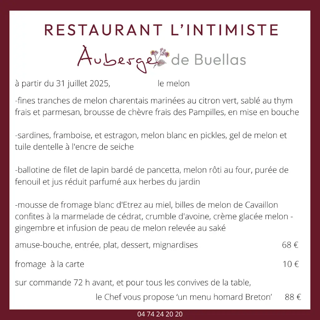 Menü_L'Intimiste, Restaurant à Buellas, Ain_Buellas_Bild_1