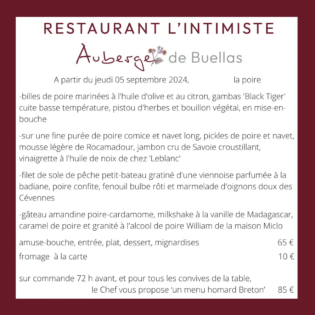 Menü_L'Intimiste, Restaurant à Buellas, Ain_Buellas_Bild_3
