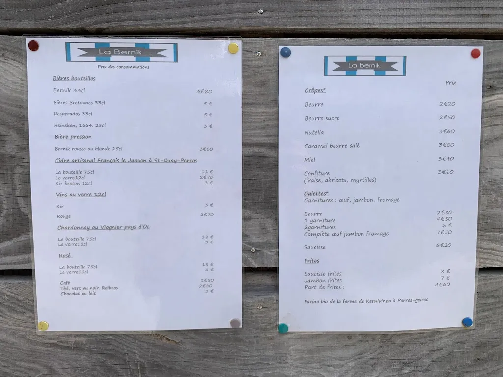 Menu_La Bernik bar_Trégastel_image_1