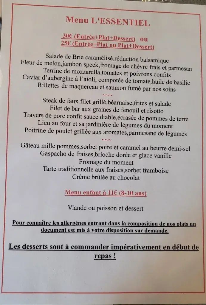 Menu_Restaurant L'Essentiel_Ploërmel_image_1