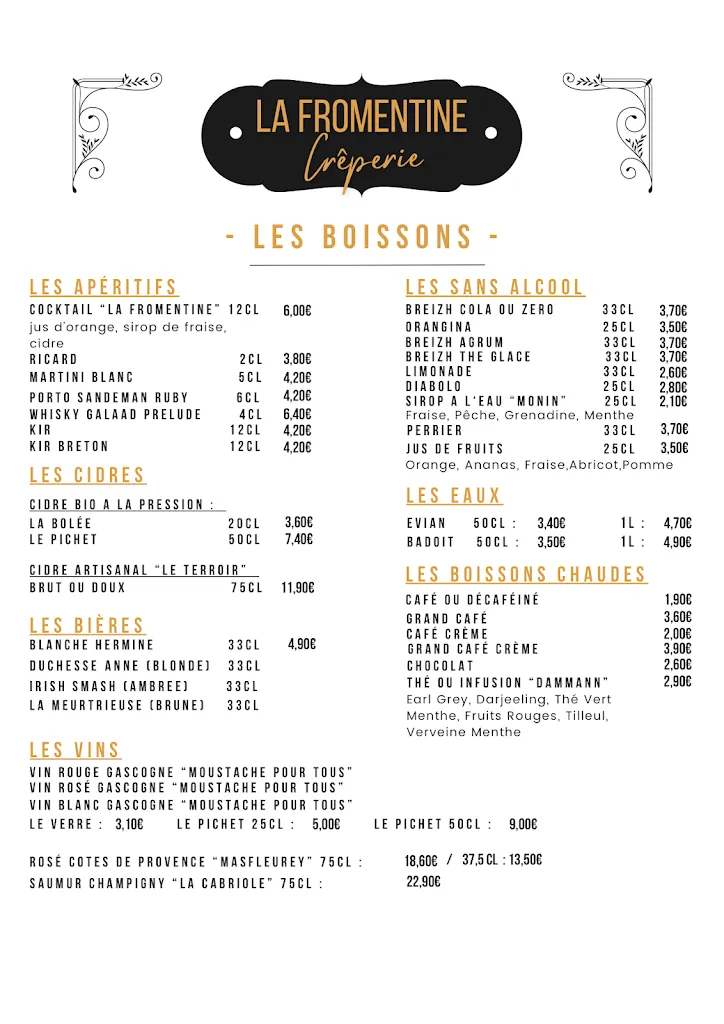 Menu_La Fromentine_Ploërmel_image_1