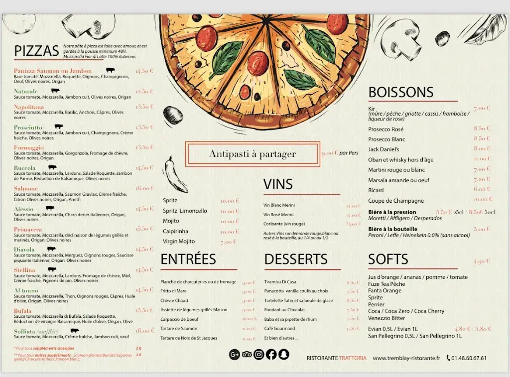 Menu_AL RISTORANTE TRATTORIA, , _Tremblay-en-France_image_1