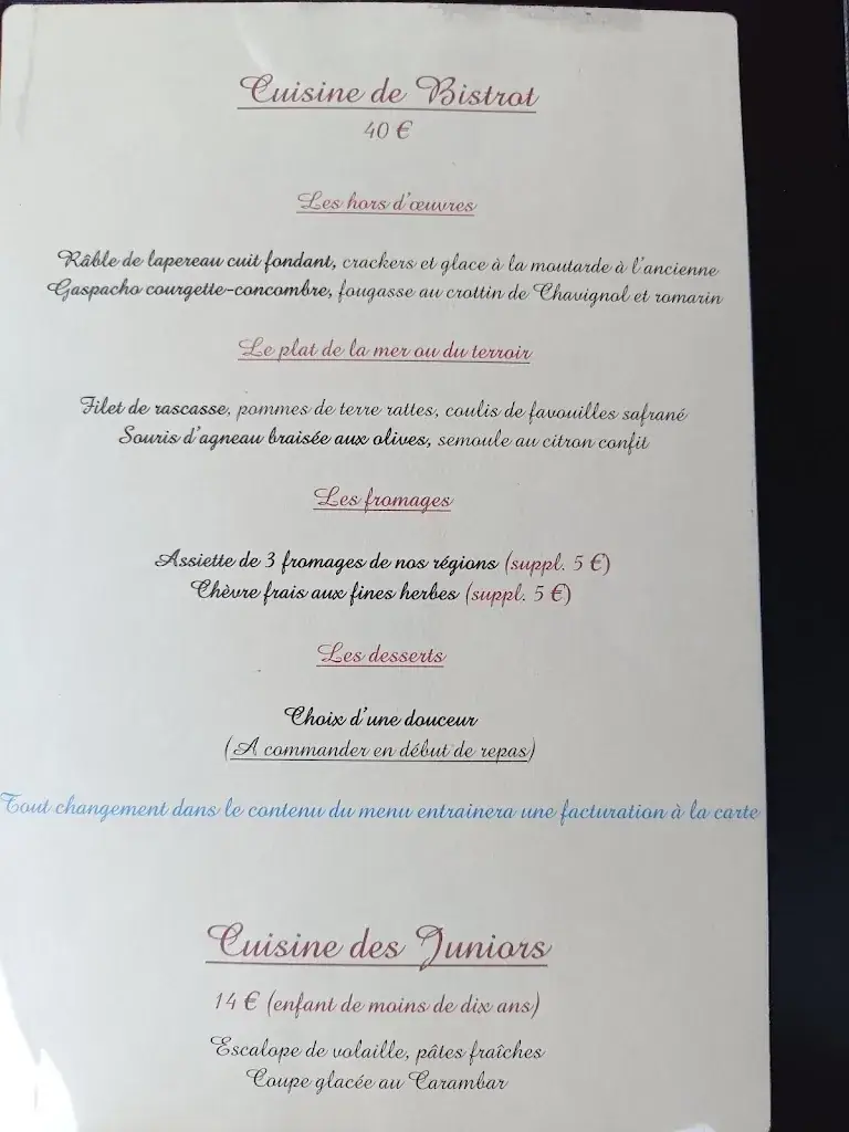 Menu_Restaurant de la Chaumière_Aubigny-sur-Nère_image_2