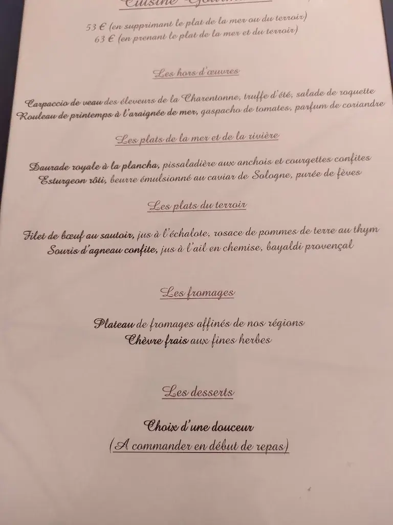 Menu_Restaurant de la Chaumière_Aubigny-sur-Nère_image_3